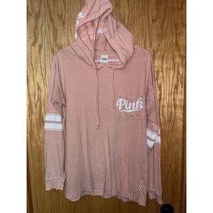 Victoria Secret Pink Logo‎ 100% cotton Long Sleeve Hoodie Small Hooded Tee Shirt